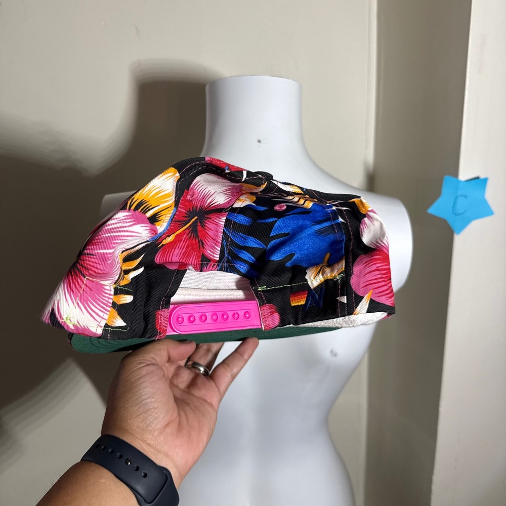 Aviator Nation Trucker Hat Tropical Floral Retro Logo Pink Blue OSFA - Picture 3 of 5